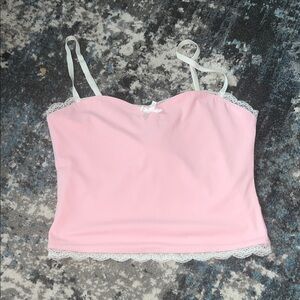 Edikted Blush Cami with White Lace